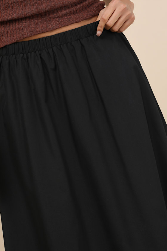 Lulus Varinia Black Poplin A-line Maxi Skirt