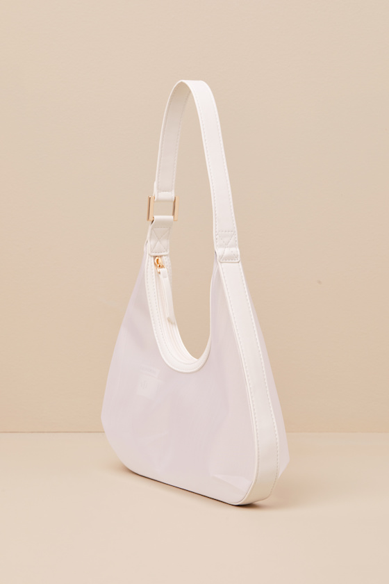 Lulus Corentin White Sheer Mesh Shoulder Bag