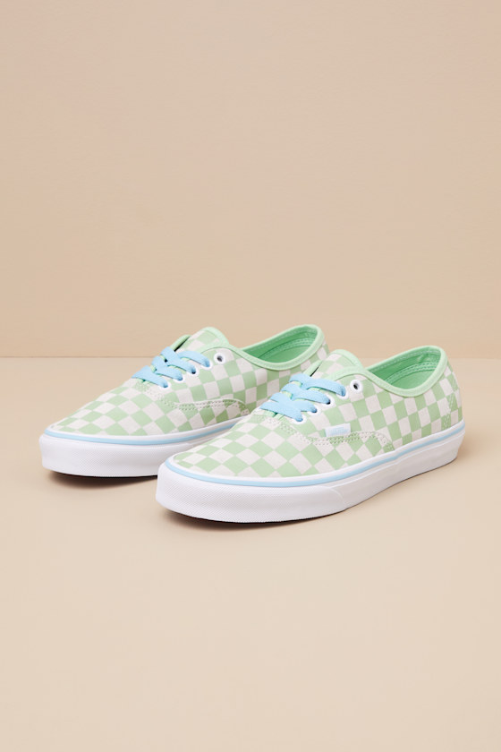 Vans Authentic Checkerboard Pistachio Green Lace-up Sneakers