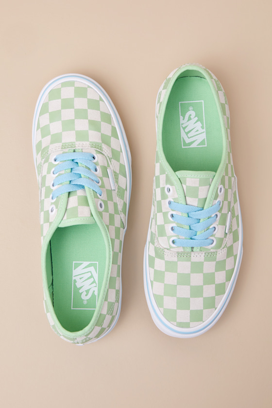Vans Authentic Checkerboard Pistachio Green Lace-up Sneakers