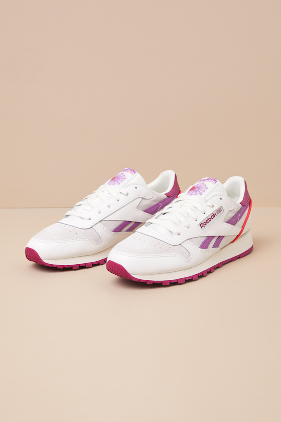 Classic Leather Chalk and Berry Suede Sneakers 1