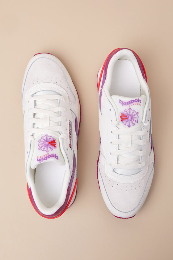 Reebok Classic Leather Chalk And Berry Suede Sneakers