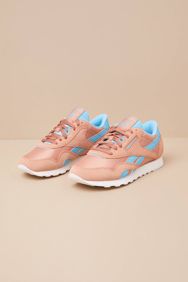 Classic Nylon Clay and Blue Suede Leather Sneakers