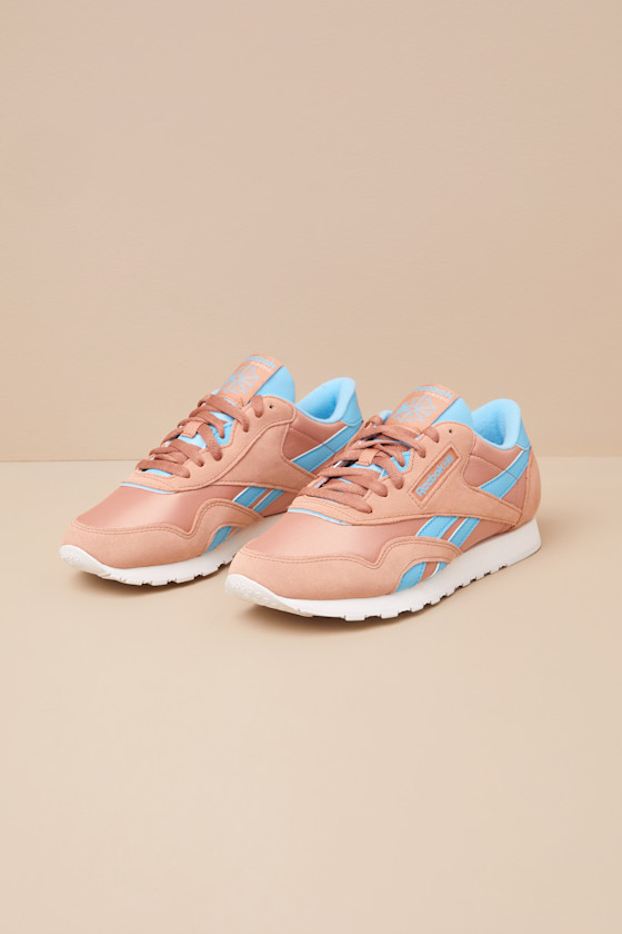 Classic Nylon Clay and Blue Suede Leather Sneakers 1