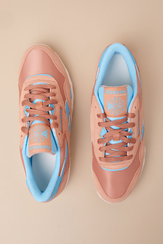 Reebok Classic Nylon Clay And Blue Suede Leather Sneakers