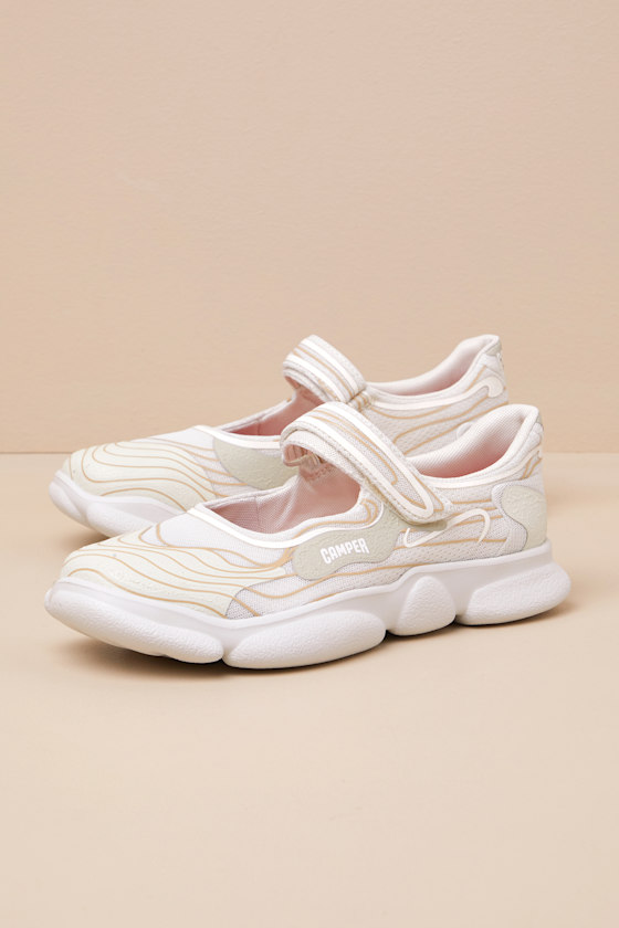 Camper Karst Flats - White Multi Mesh Flats - Mary Jane