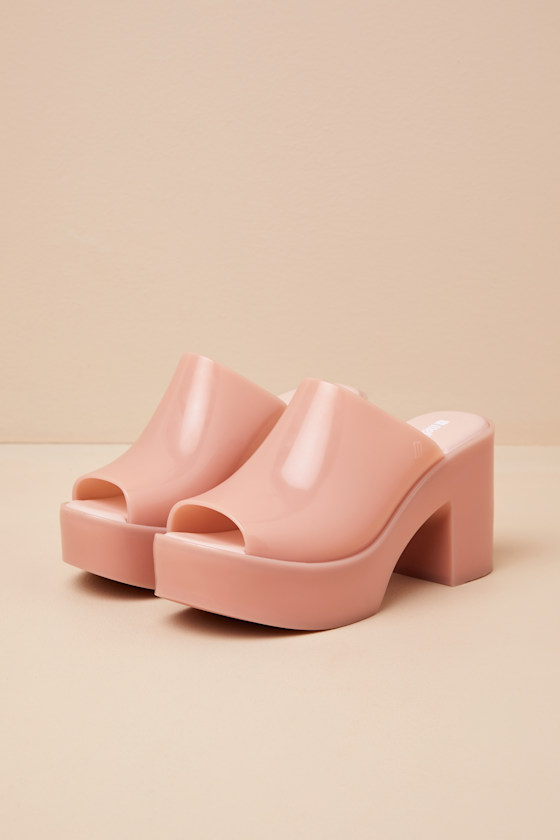 MELISSA MULE HYPE PINK JELLY PLATFORM SLIDE SANDALS