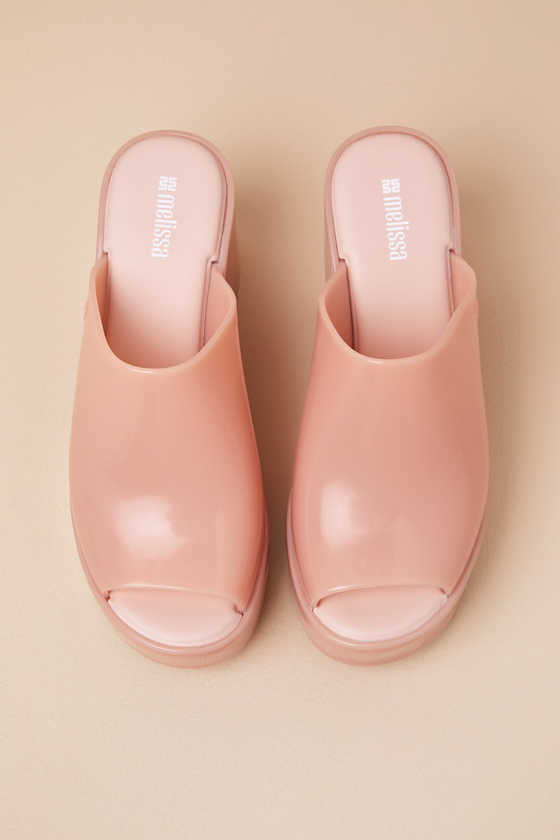 MELISSA MULE HYPE PINK JELLY PLATFORM SLIDE SANDALS