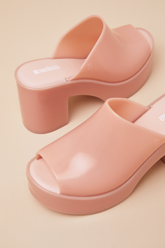 MELISSA MULE HYPE PINK JELLY PLATFORM SLIDE SANDALS