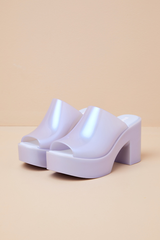 Shop Melissa Mule Hype Pearly Blue Jelly Platform Slide Sandals