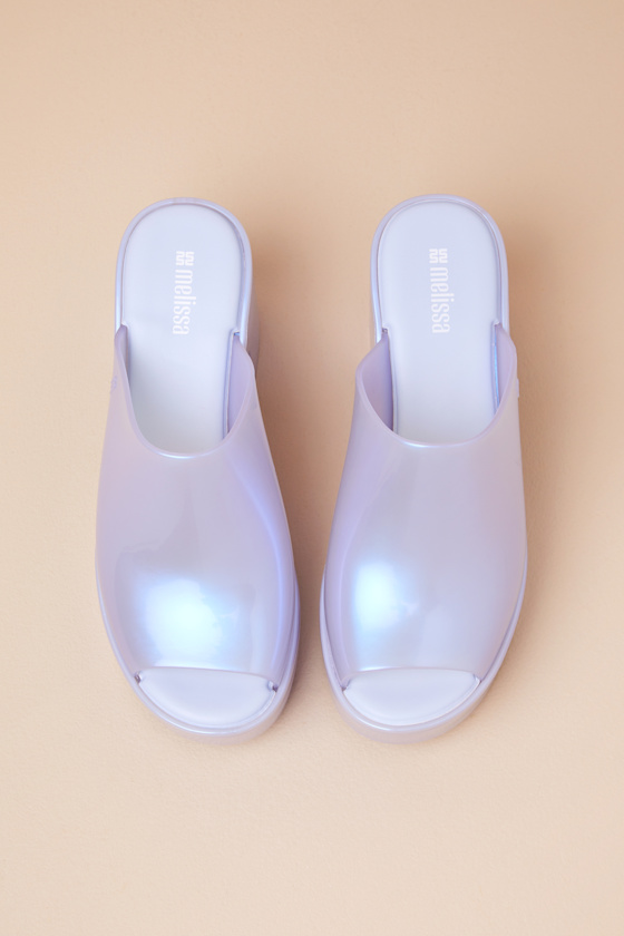 Shop Melissa Mule Hype Pearly Blue Jelly Platform Slide Sandals