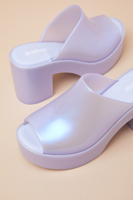 Shop Melissa Mule Hype Pearly Blue Jelly Platform Slide Sandals