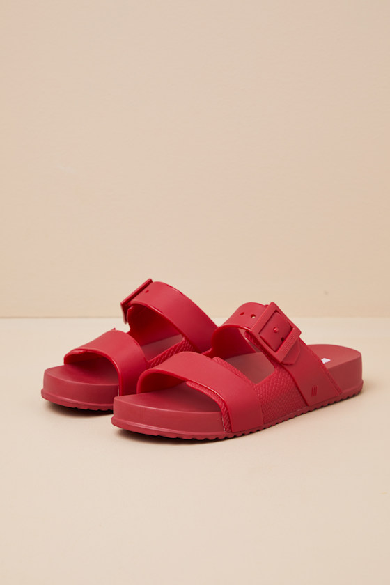 Cozy Connection Red Jelly Slide Sandals 1