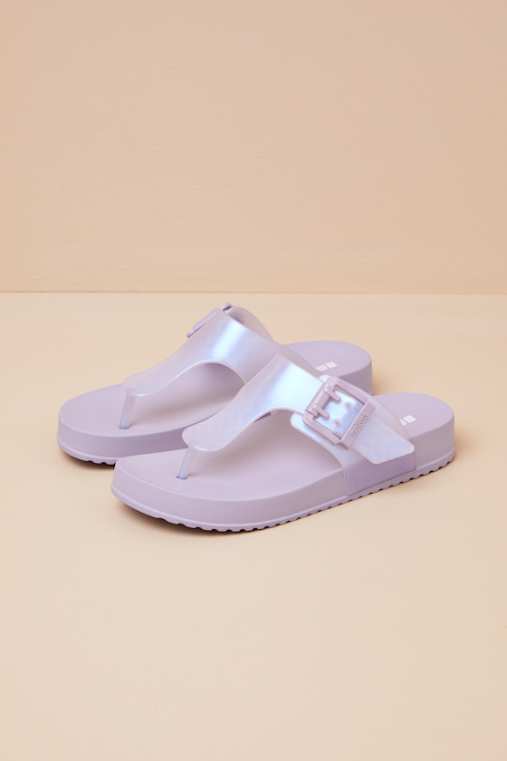 Cozy Pearly Blue Jelly Buckle Thong Sandals 1