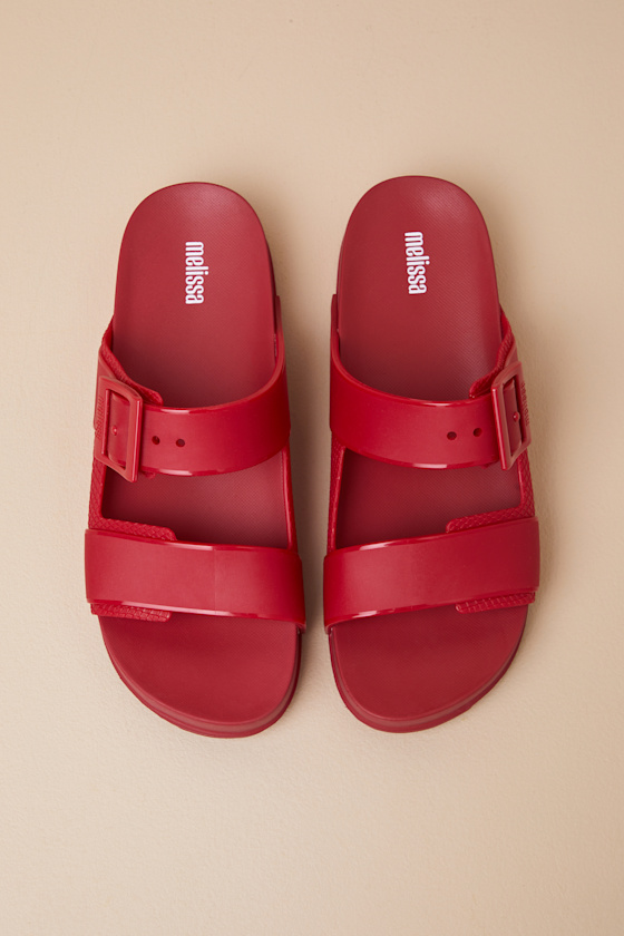 Shop Melissa Cozy Connection Red Jelly Slide Sandals