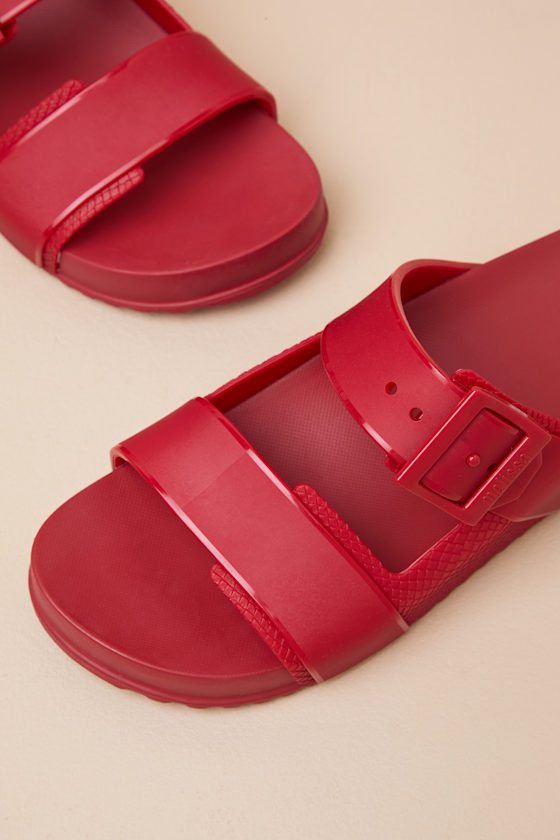 MELISSA COZY CONNECTION RED JELLY SLIDE SANDALS
