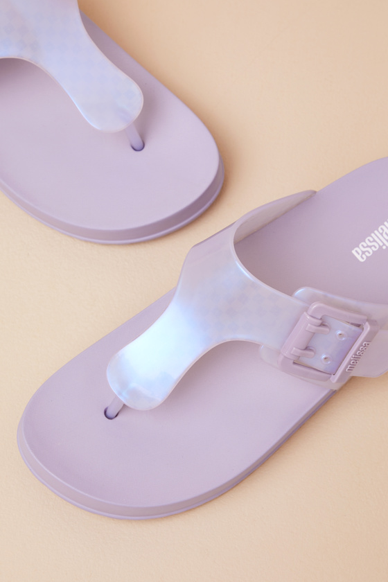 MELISSA COZY PEARLY BLUE JELLY BUCKLE THONG SANDALS