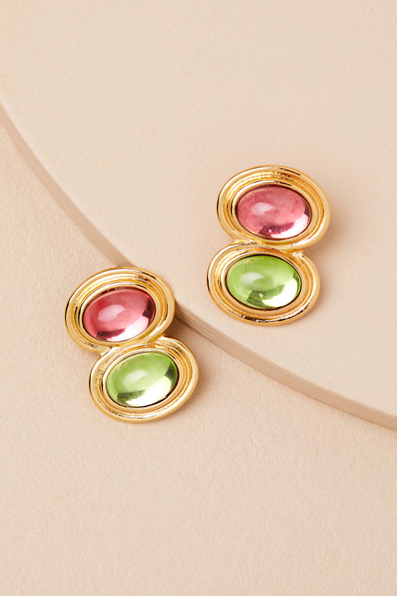 Frasier Sterling Violet 14kt Gold Multi Stud Earrings In Gold