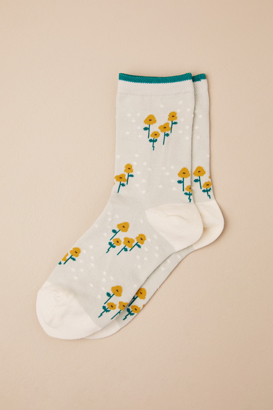 Shop Hansel From Basel Bountiful Bouquet Pale Blue Crew Socks