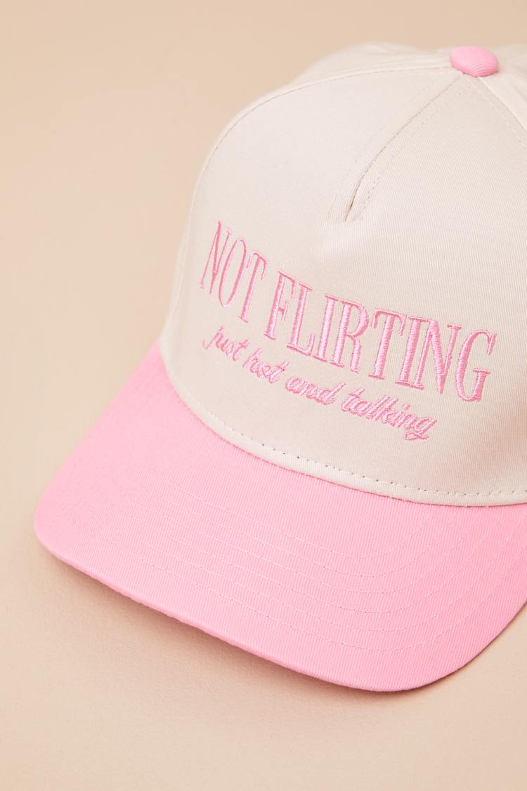 Not Flirting Pink Embroidered Dad Cap