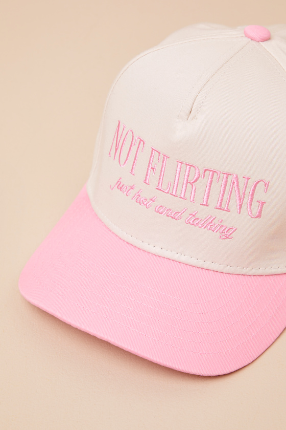 Not Flirting Pink Embroidered Dad Cap 2
