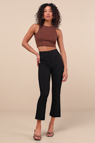 Nalini Black High-Rise Cropped Flare Trouser Pants 1