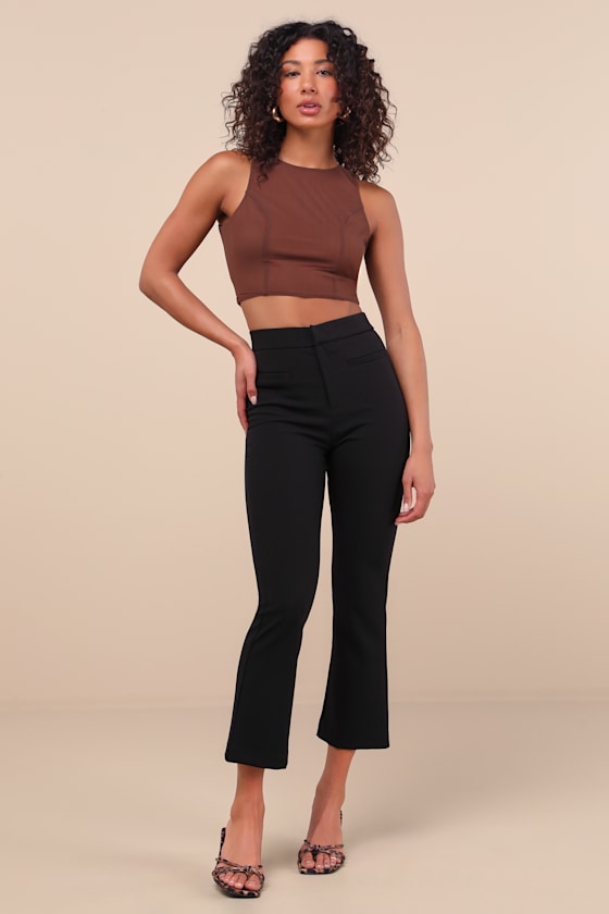 Nalini Black High-Rise Cropped Flare Trouser Pants 1