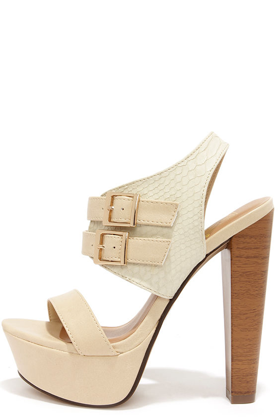 Sexy Beige Heels - Platform Heels - Platform Sandals - $27.00 - Lulus