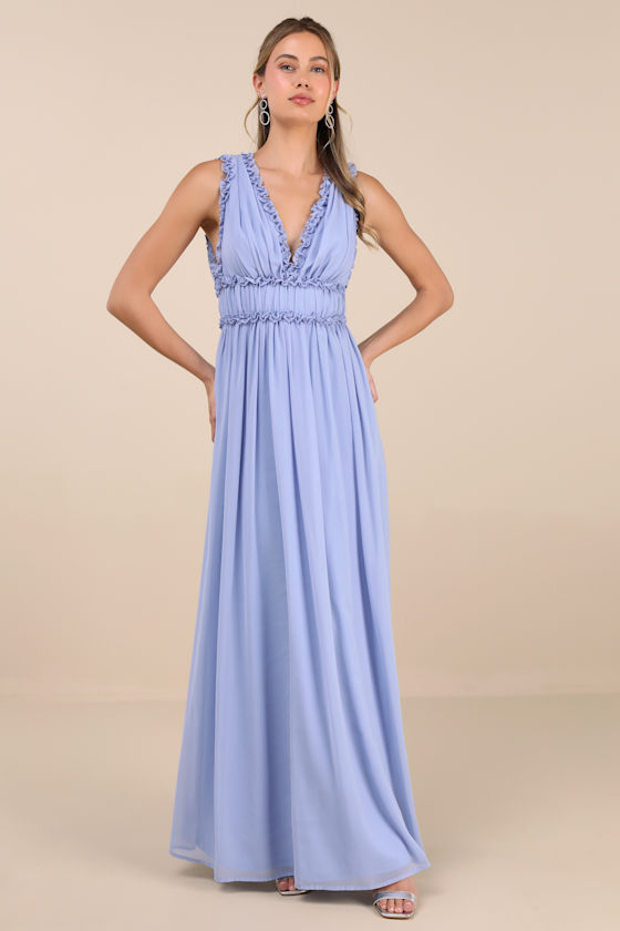 Lulus Helvia Light Blue Ruffled Sleeveless Maxi Dress