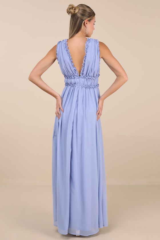 Lulus Helvia Light Blue Ruffled Sleeveless Maxi Dress
