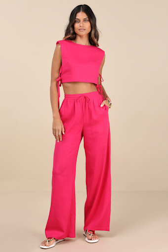 Irida Hot Pink Drawstring Pants 1