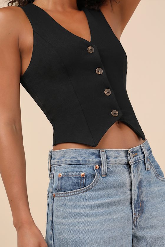 Elevated Impression Black Sleeveless Vest Top 8