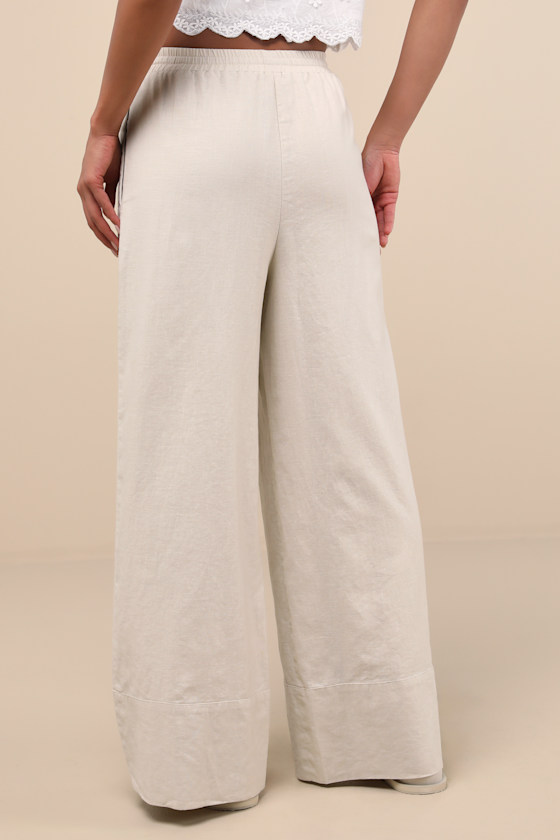 Shop Lulus Brisa Beige Cuffed Wide-leg Pants