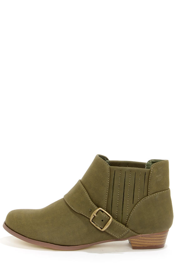 khaki flat boots