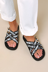 Killian Multi Tropical Print Slide Sandals 1