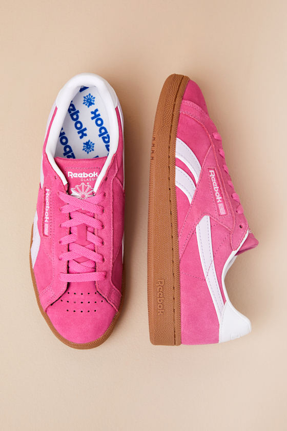 Reebok Club C Grounds Uk True Pink Suede Leather Sneakers In Pink