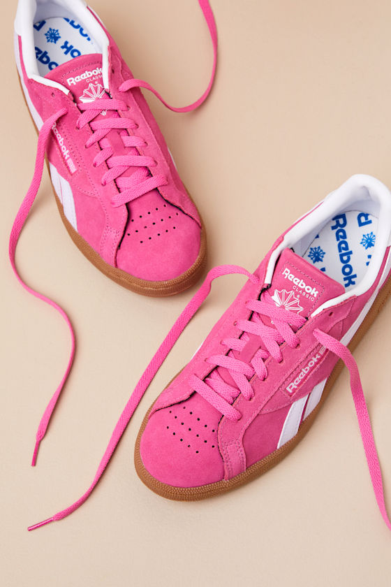 Reebok Club C Grounds Uk True Pink Suede Leather Sneakers In Pink