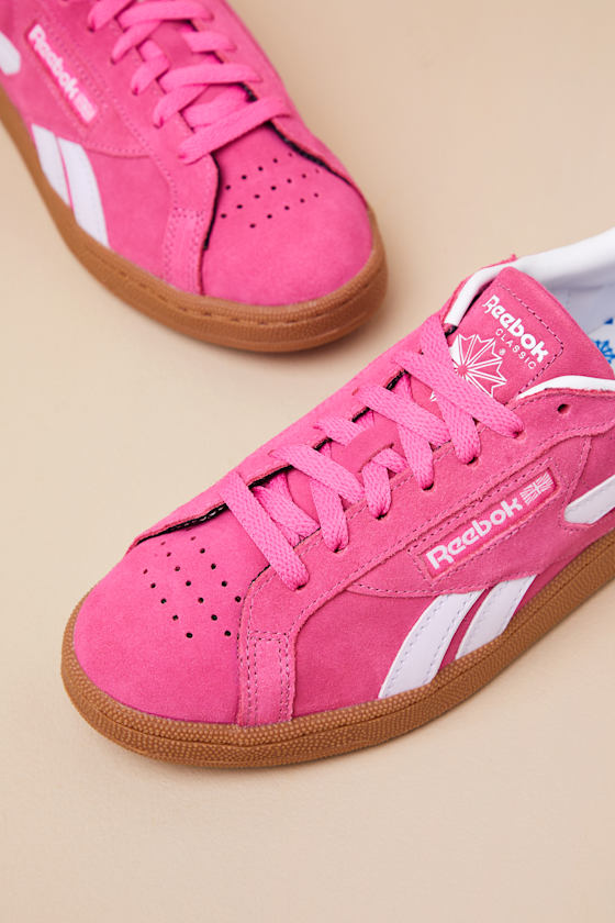 Reebok Club C Grounds Uk True Pink Suede Leather Sneakers In Pink