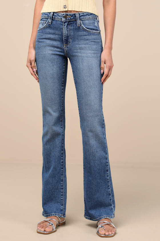 Just Black Jannah Medium Wash Denim Low-rise Bootcut Jeans In Blue