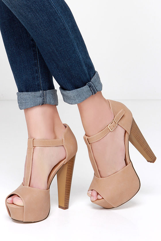 t strap open toe heels