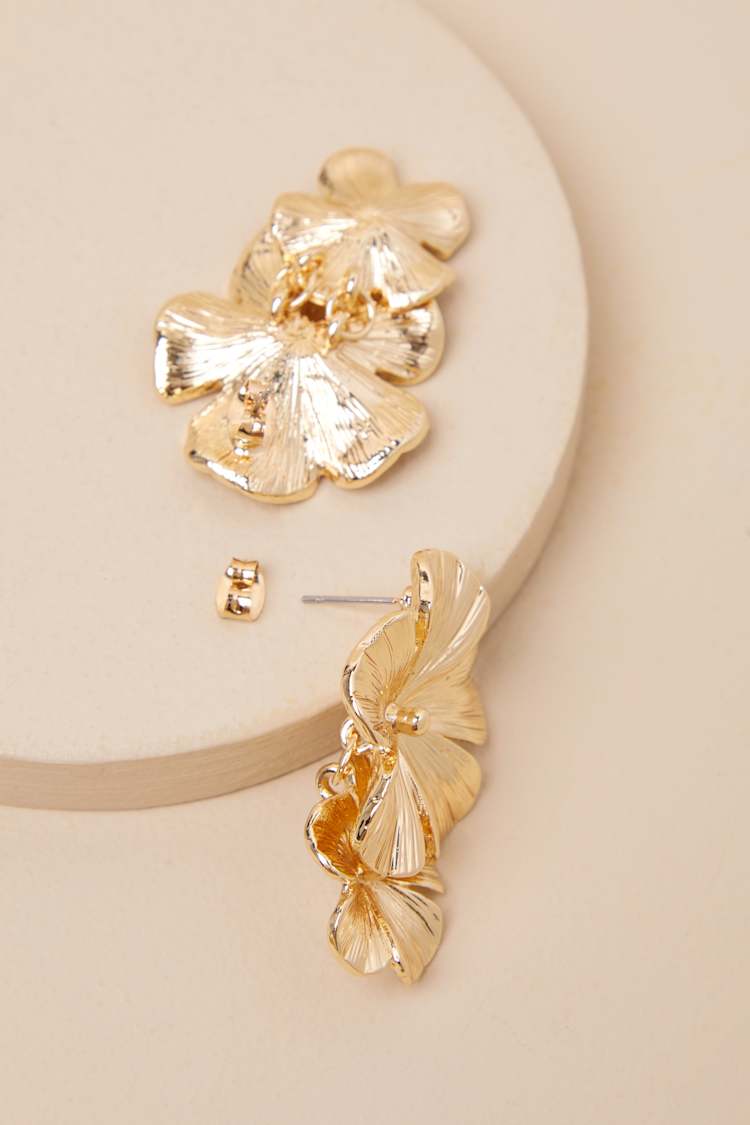 Aster Gold Flower Statement Earrings