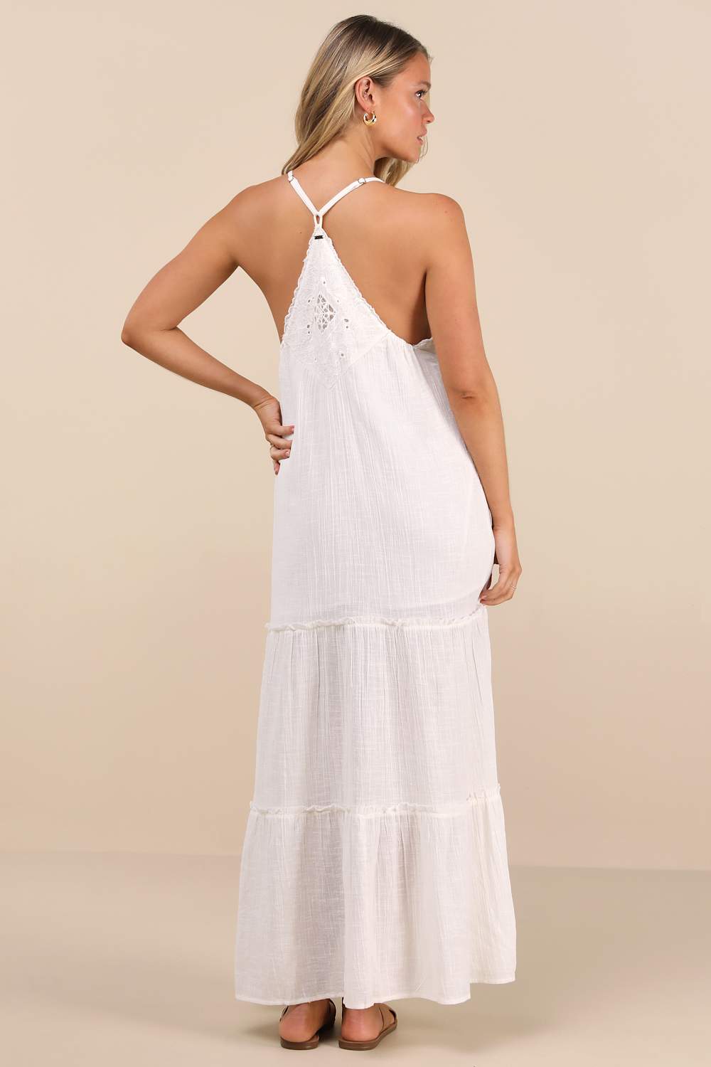 Lisbon White Embroidered Tiered Maxi Dress