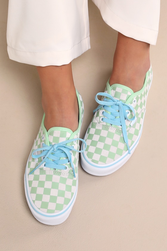 Vans Authentic Checkerboard Pistachio Green Lace-up Sneakers