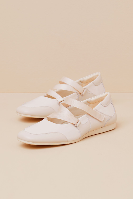 Hillary Off White Leather Strappy Flats 1