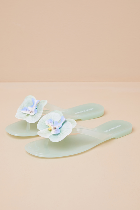 Poppyseed Mint Floral Jelly Thong Sandals 1