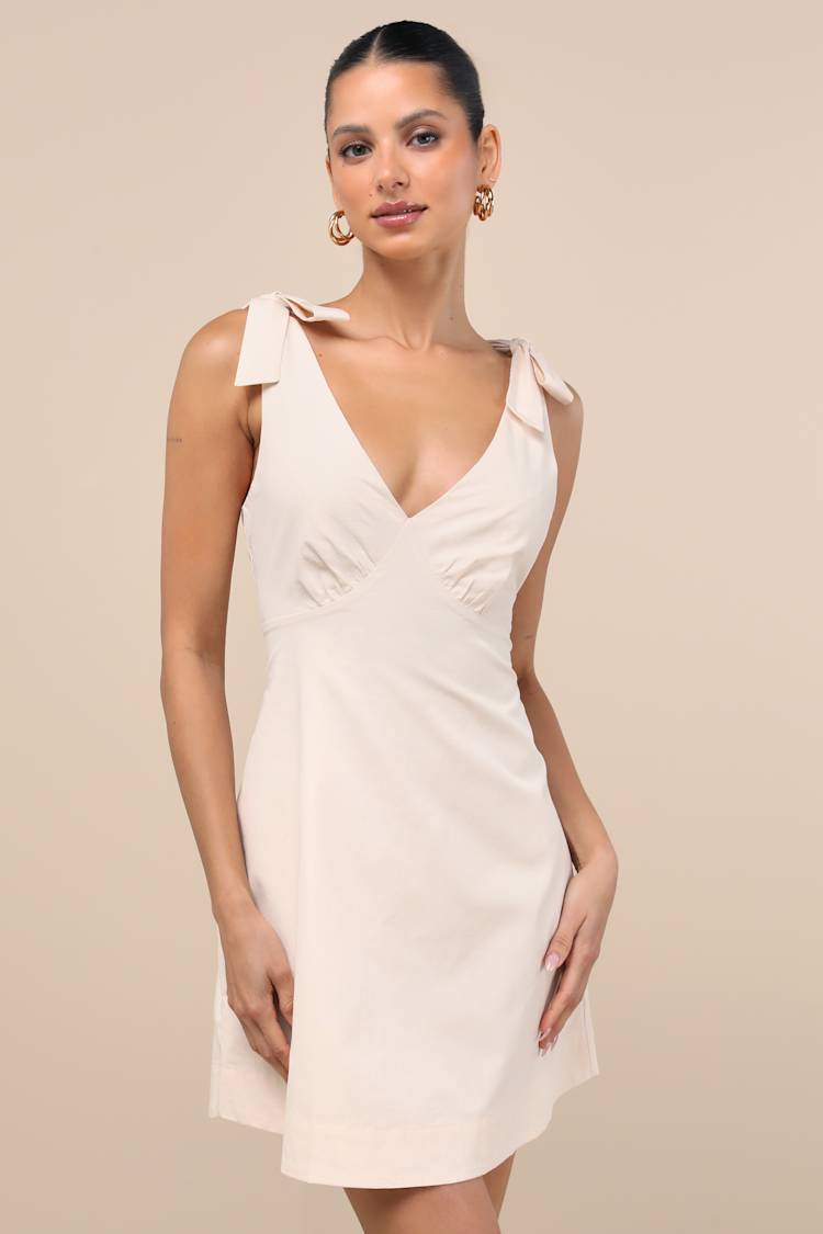 knee length dresses for ladies Meridress Cross V Neck Tie Mini Dress main image 0
