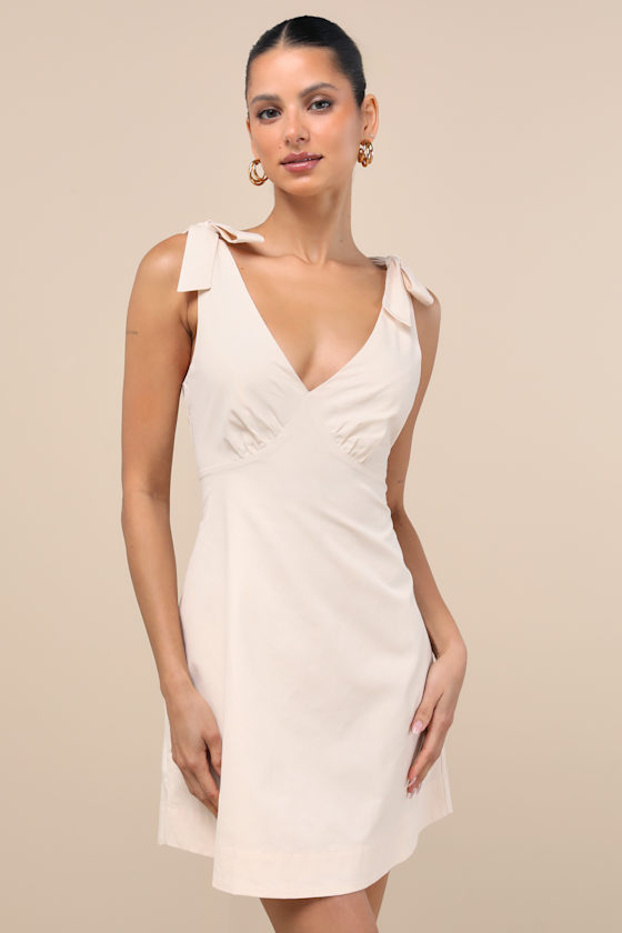 Gabriella Cream Tie-Strap Mini Dress 1