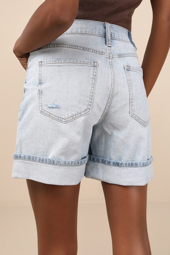 DAZE DENIM EASY RIDER LIGHT WASH DENIM CUFFED SHORTS