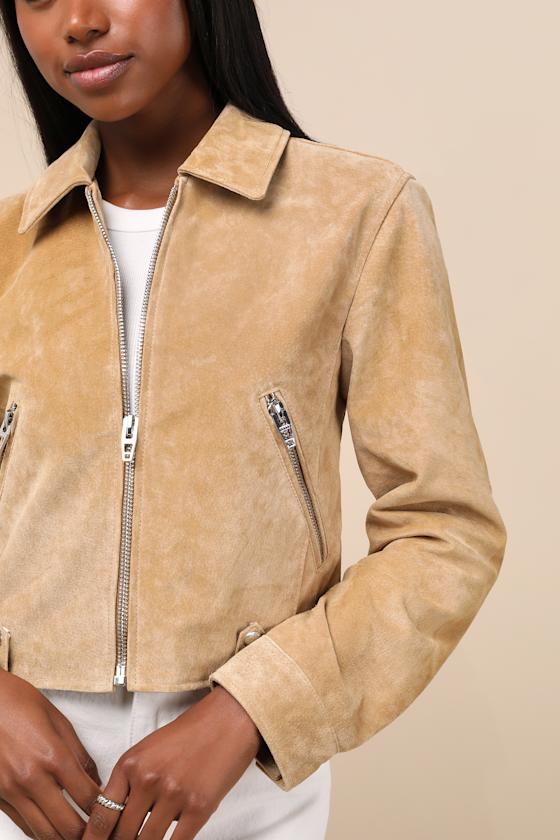 【COLOR iN ID】Suede Cropped Leather Jacket More Colors) On the Town Suede Cropped Moto Jacket Simply Me