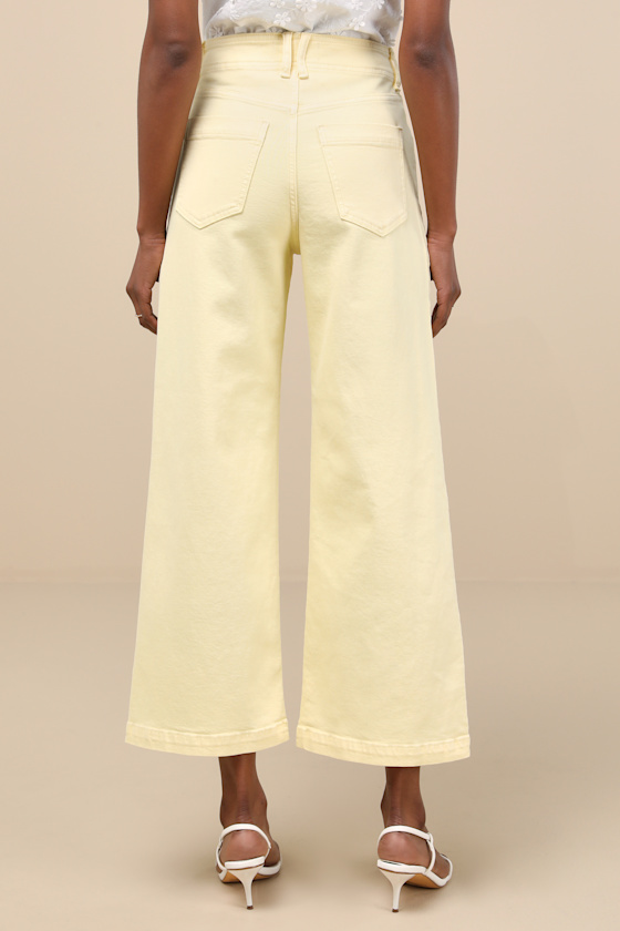 DAZE DENIM VALLEY GIRL LIGHT YELLOW WIDE-LEG DENIM JEANS
